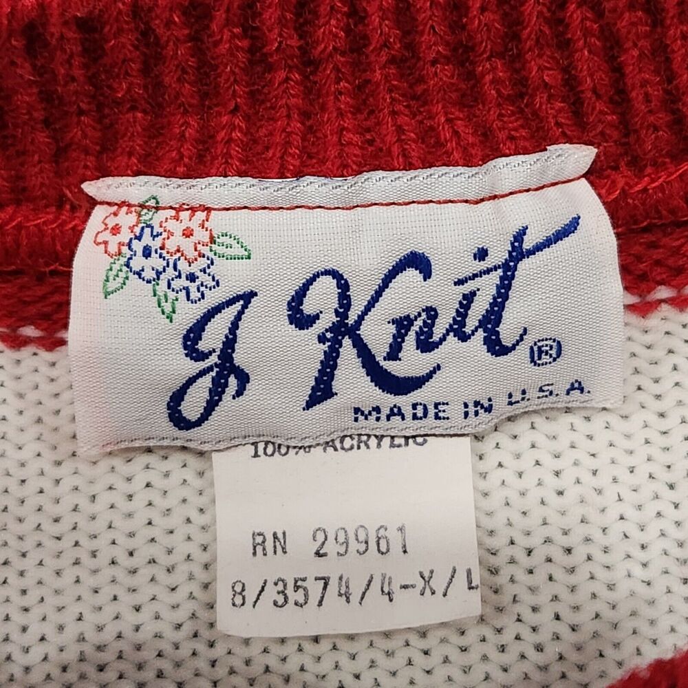VTG J Knit Adult Mens Womens XL‎ USA Flag Patriotic America Crewneck Sweater - Picture 6 of 11